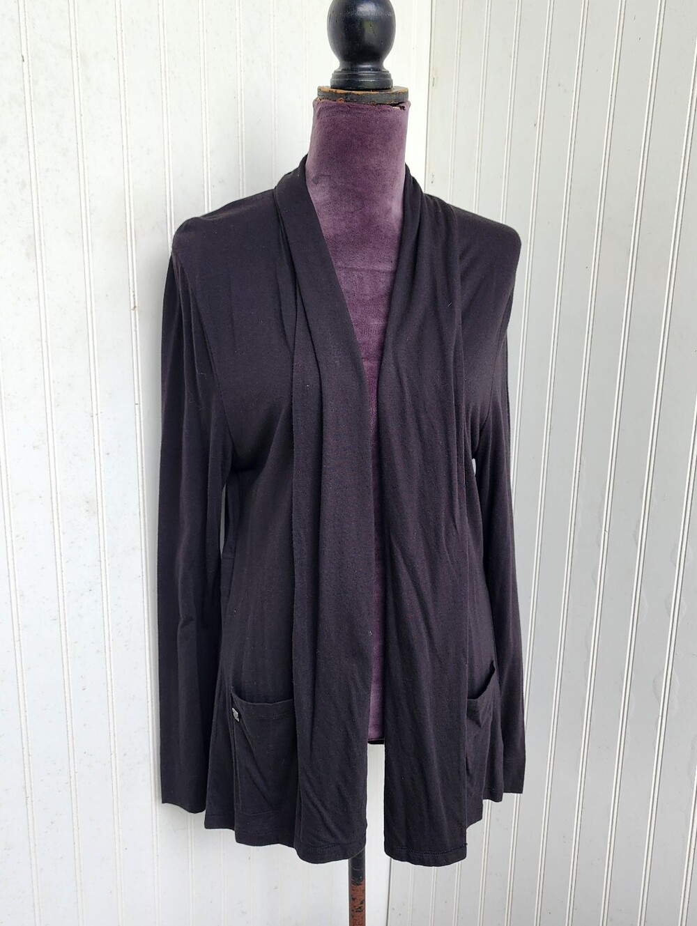 Fluent Life Essentials Black Stretch Jersey Open Front Cardigan Cotton Modal XL